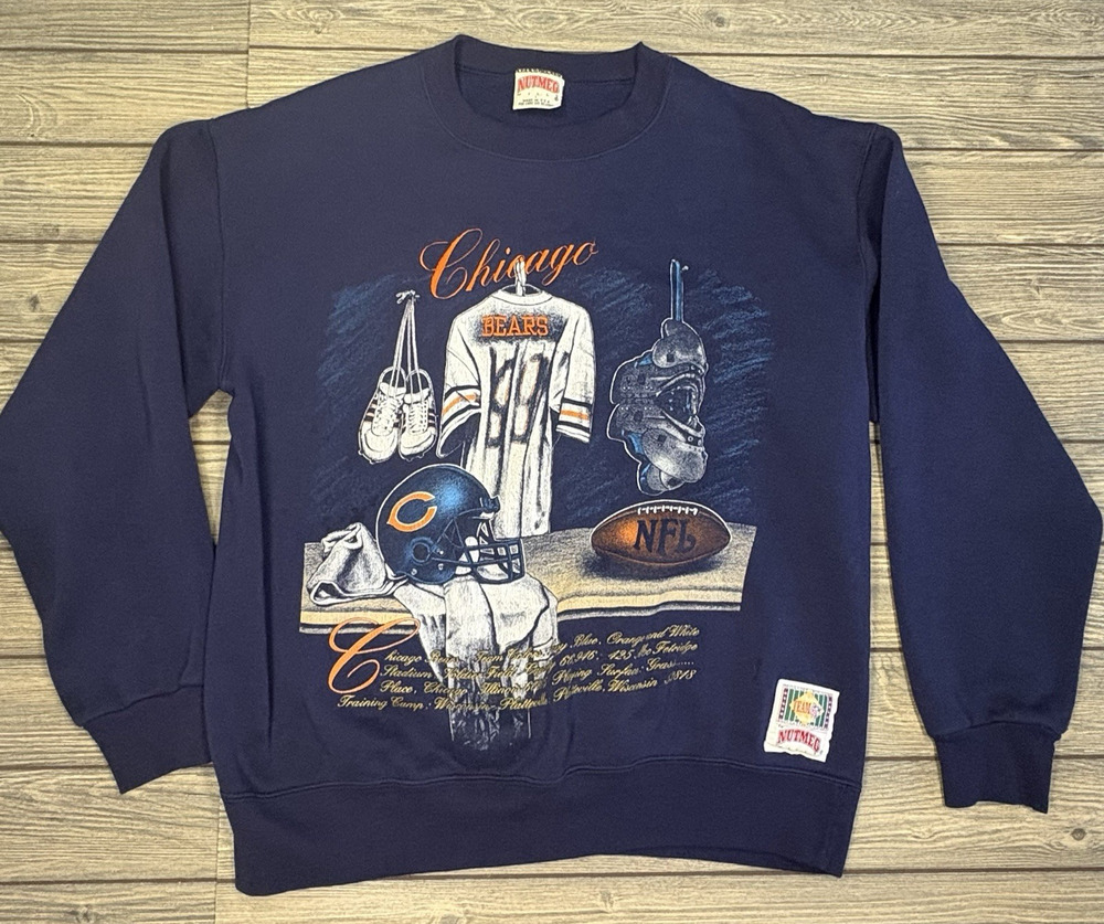 Vintage Chicago Bears Shirt Pullover Crew Sweatshirt Nutmeg LR Embroidered RARE